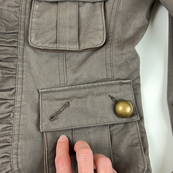 MACKAGE Military Ruffle Blazer in Taupe - Picture 9 of 14